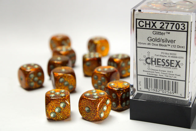 CHESSEX: D6 Glitter DICE SET - 16mm