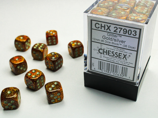 CHESSEX: D6 Glitter DICE SET - 12mm