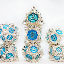 Floral Starburst: Silver Bluebells - Metal Rpg Dice Set