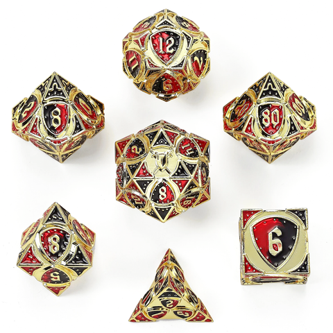 Metal Fighter RPG Dice Set Gold w/Red&Black