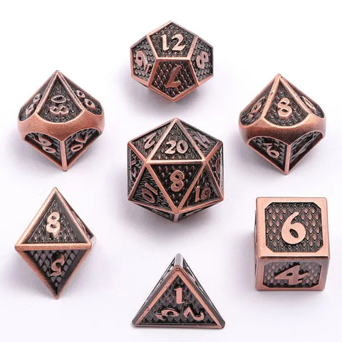 Solid Metal Mini Behemoth Dice Set - Ancient Copper