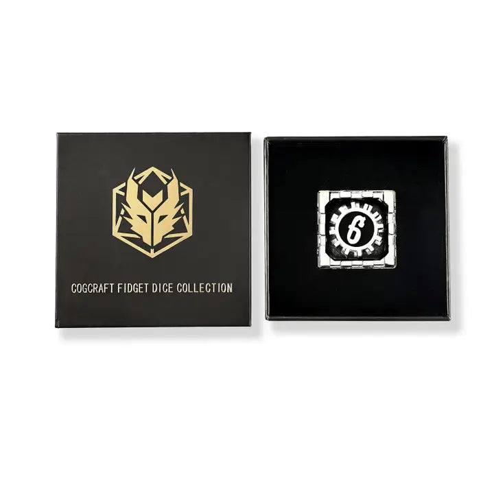 Mythic Size Cogcraft Fidget D6 - Diesel - Black & Silver