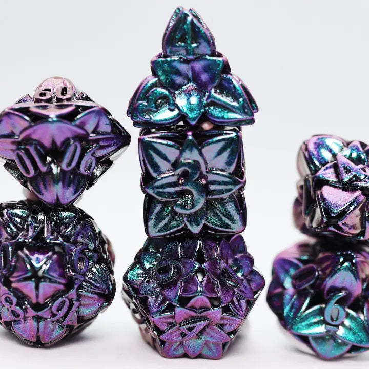 Otherworldly Flower - Hollow Metal Rpg Dice Set