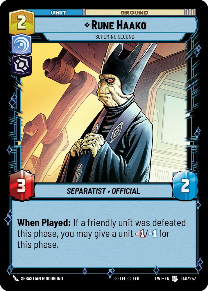 Rune Haako - Scheming Second (031/257) (031/257) [Twilight of the Republic]