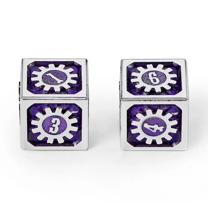 Cogcraft Fidget D6 - Chrononaut - Purple & Silver