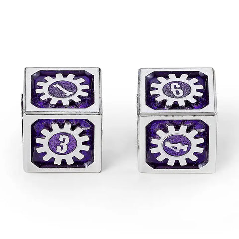 Cogcraft Fidget D6 - Chrononaut - Purple & Silver