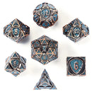 Solid Metal Fighter Dice - Ancient Copper w/Blue Glitters