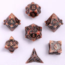 Solid Metal Paladin Class Dice Set - Ancient Copper W/Blood