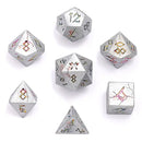 Barbarian Solid Metal Polyhedral Dice Set - Matte Silver and Rainbow