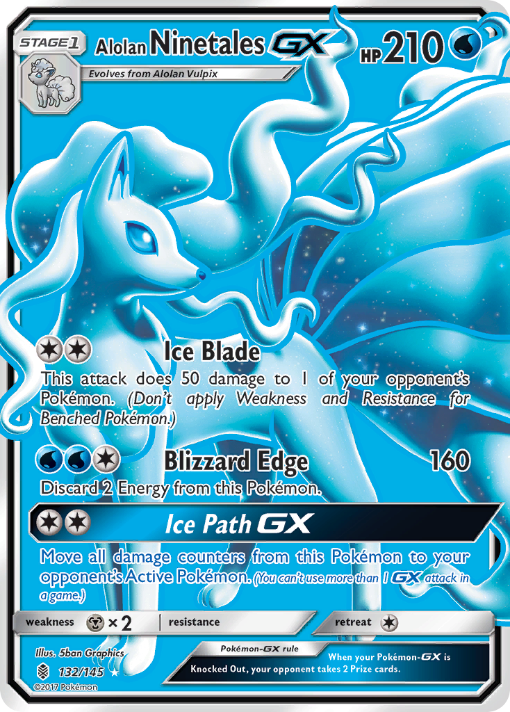 ninetales pokemon cards Alolan Ninetales GX (132/145) [Sun & Moon: Guardians Rising]