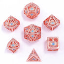 Dragon's Eye Hollow Metal Dice Set - Aqua Blue Gems