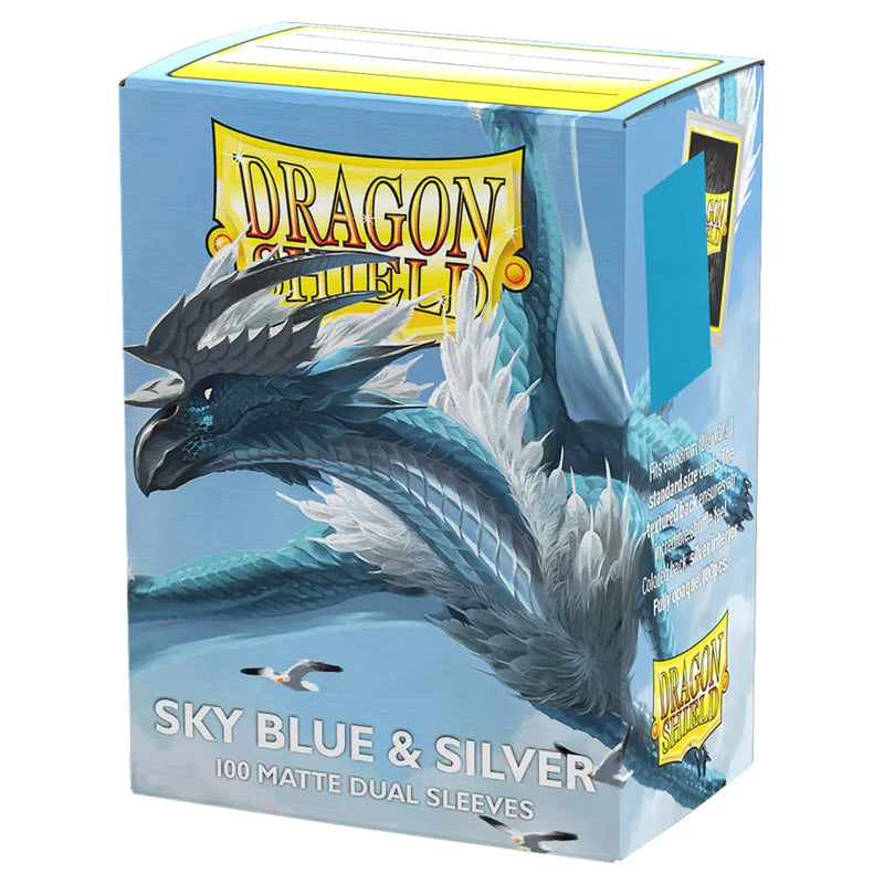 Dragon Shield Matte Dual Sleeve - Sky Blue & Silver 100ct