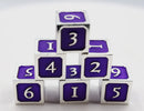 6 piece Metal D6s - Purple and Silver