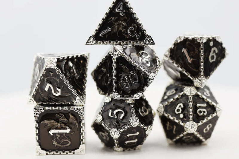 Chained Dragon: Silver Void - Metal RPG Dice Set