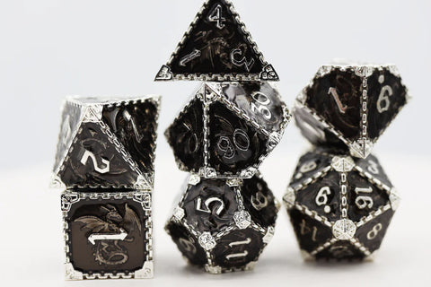 Chained Dragon: Silver Void - Metal RPG Dice Set