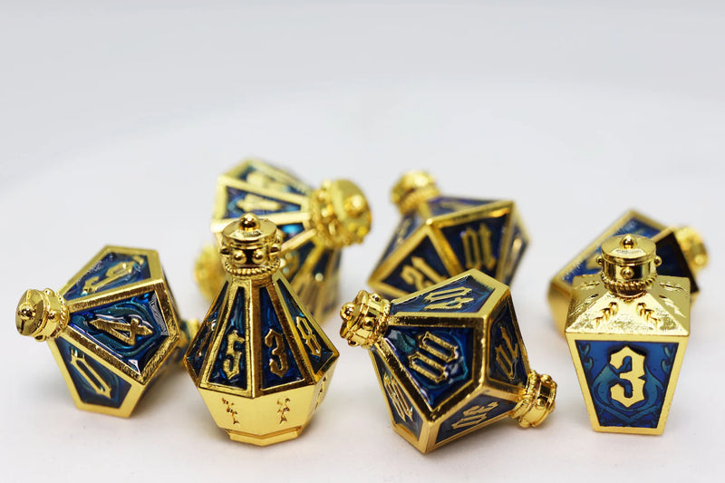 Moonlit Lantern: Golden Pureflame - Metal RPG Dice Set