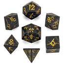 Barbarian Solid Metal Polyhedral Dice Set-Matt Black w/Gold