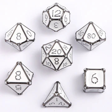 Bone Collector Solid Metal Dice Set - Gunmetal w/White