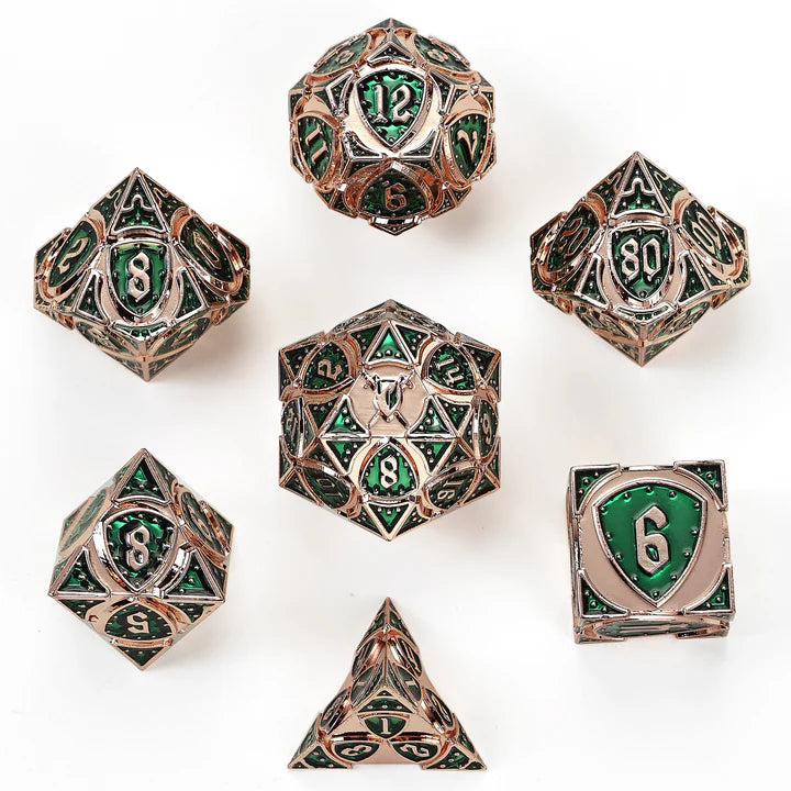 Hymgho Metal Fighter RPG Dice Set Copper w/Green