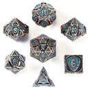 Hymgho Metal Fighter RPG Dice Set Ancient Copper w/Blue Glitters