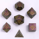 Druid Solid Metal RPG Dice Set - Glitter Purple w/Gold
