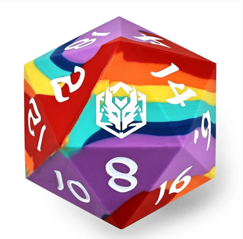 55mm Chonk Rubber Silicon D20 - Rainbow Realms