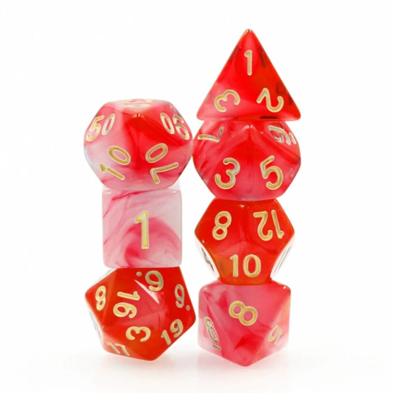 Red Silk Translucent RPG Dice Set