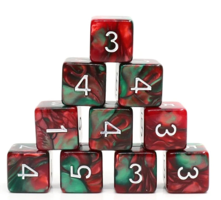 12 Piece D6s - Burning Bush