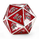 Solid Metal Dragon Polyhedral Dice Set -Silver w/ Red&White