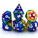 Rainbow Pride Solid Metal Dice Set - Silver with White