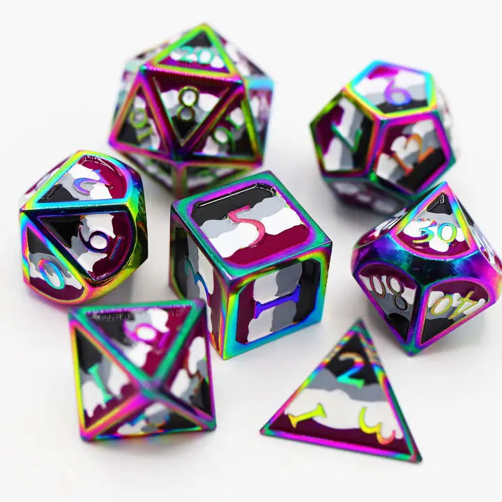Asexual Pride Flag - Metal Rpg Dice Set
