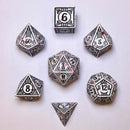 Solid Metal Bard RPG Dice Set - White w/Blood Splatter