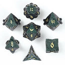Solid Metal Paladin Class Rpg Dice Set Glitter - Green/Gold