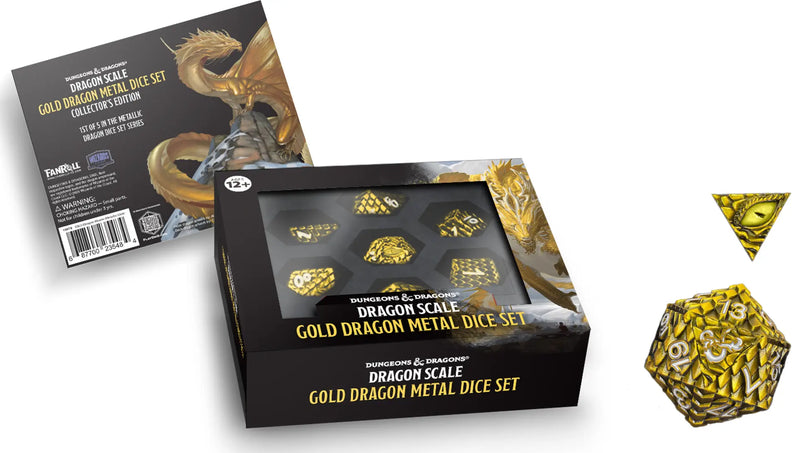 D&D Dragon Scale Metal Dice Set: Gold