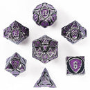 Solid Metal Fighter Class Rpg Dice Set - Silver & Purple