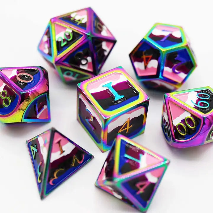 Genderfluid Pride Flag - Metal Rpg Dice Set