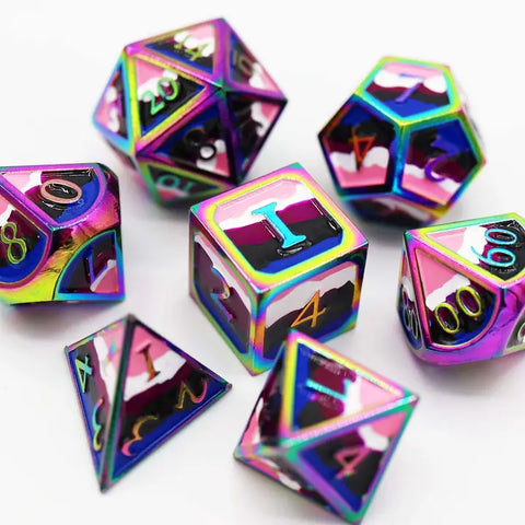 Genderfluid Pride Flag - Metal Rpg Dice Set