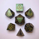 Metal Druid Rpg Dice Set - Glitter Green w/ Gold