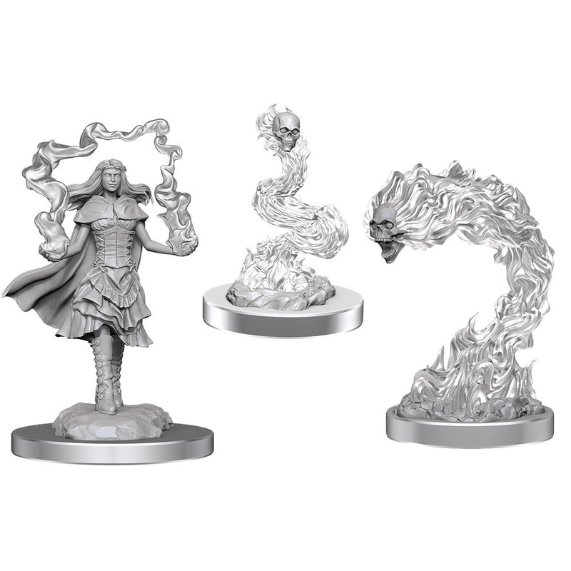 Nolzur's Marvelous Miniatures: Dark Spellcaster & Flameskulls