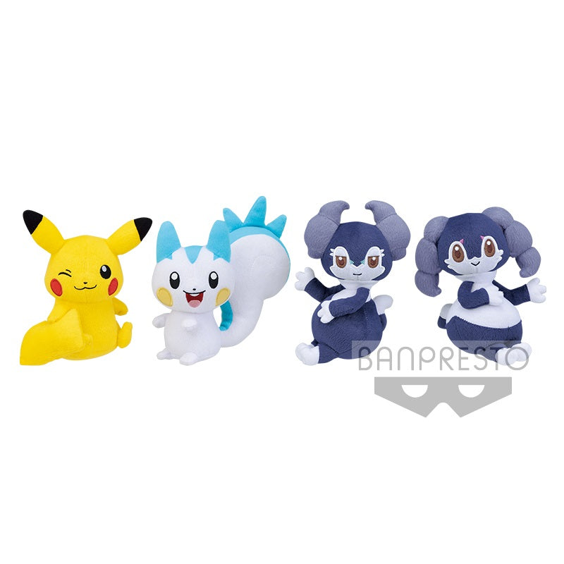 Small Pokemon Plush: Pikachu, Pachirisu, Indeedee (Male), and Indeedee (Female)