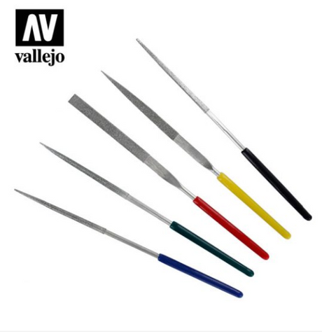 Set of 5 Mini Diamond Files Vallejo Hobby Tools