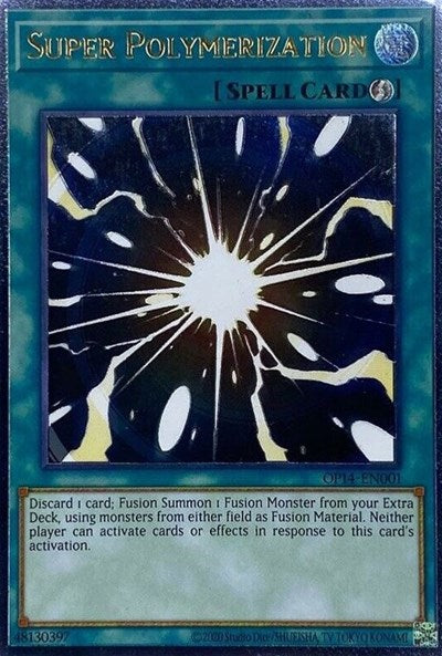 yugioh super polymerization deck OP14-EN001 Ultimate Rare Near Mint Fusion Material Monsters that are listed on a Fusion Monster Card Super Polymerization - Yugipedia