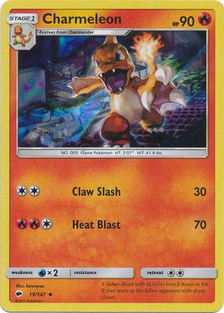 charmeleon holographic pokemon card - 8/68 - Hidden Fates holofoil pattern or surface detail) Charmeleon (19/147) (Premium Collection Promo)