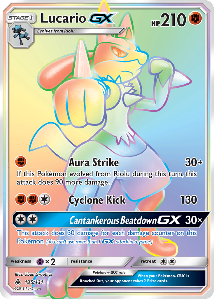 rare lucario card POKMON GAME s12a 226/172 SAR Encased in a durable acrylic holder to highlight the vibrant artwork of this fan Lucario GX (135/131) [Sun &