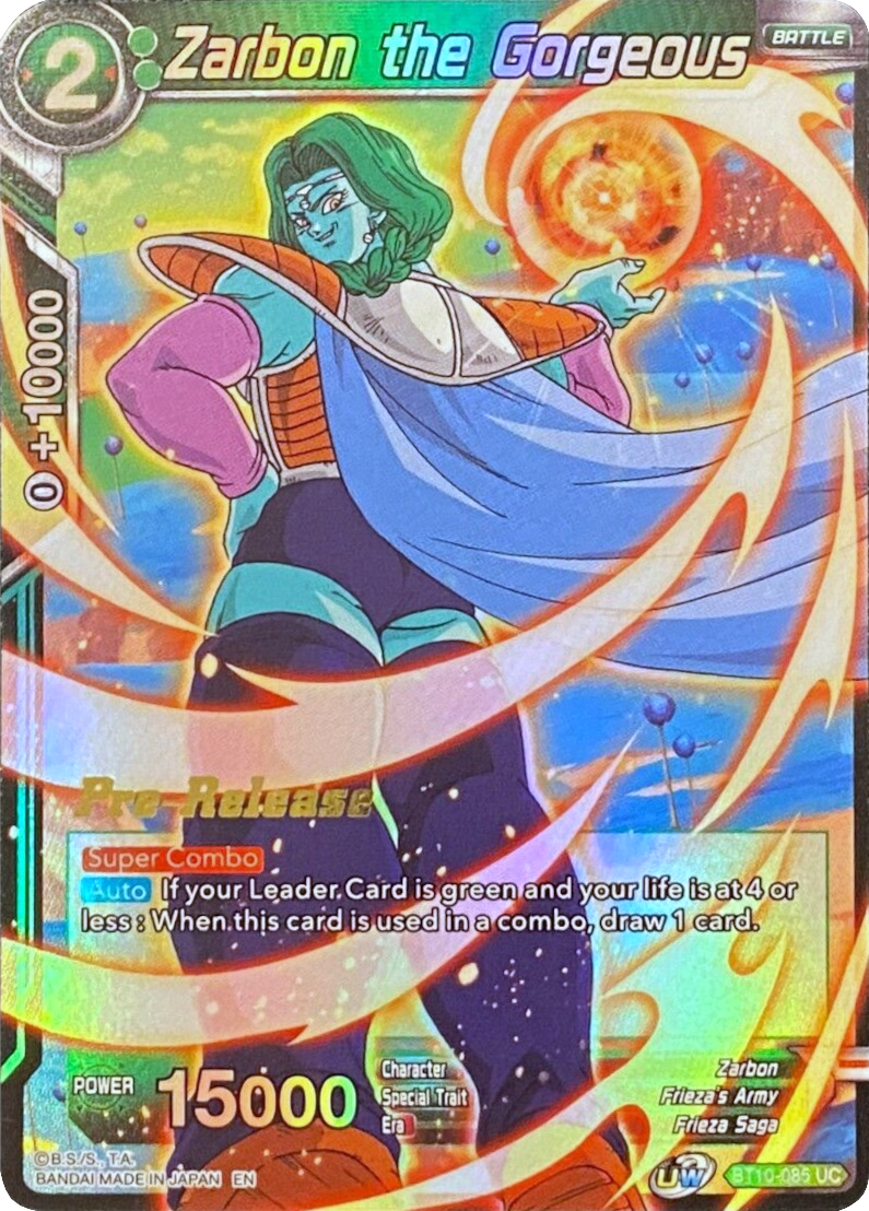 dragon ball super card game rise of the unison warrior Zarbon the Gorgeous (BT10-085) [Rise of the Unison Warrior Prerelease