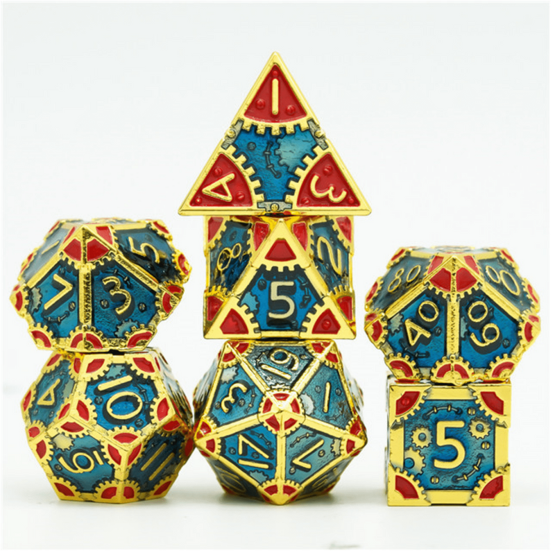 SteamPunk High Top RPG Metal Dice Set