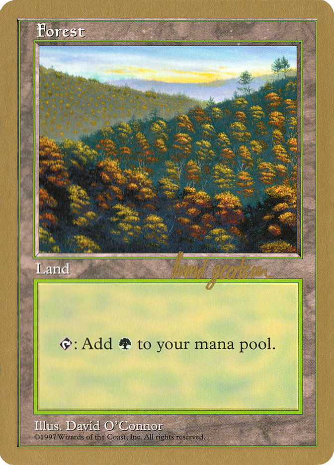 1997 world champion mtg card Forest (sg448) (Svend Geertsen) [World Championship Decks 1997]
