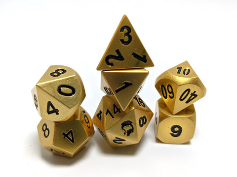 Metal Dice (Matte Gold) (Black Numbering)