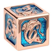 Rose gold Blue dragon scale metal dice