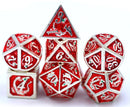 Silver with Red Dragon Scale Metal Dice